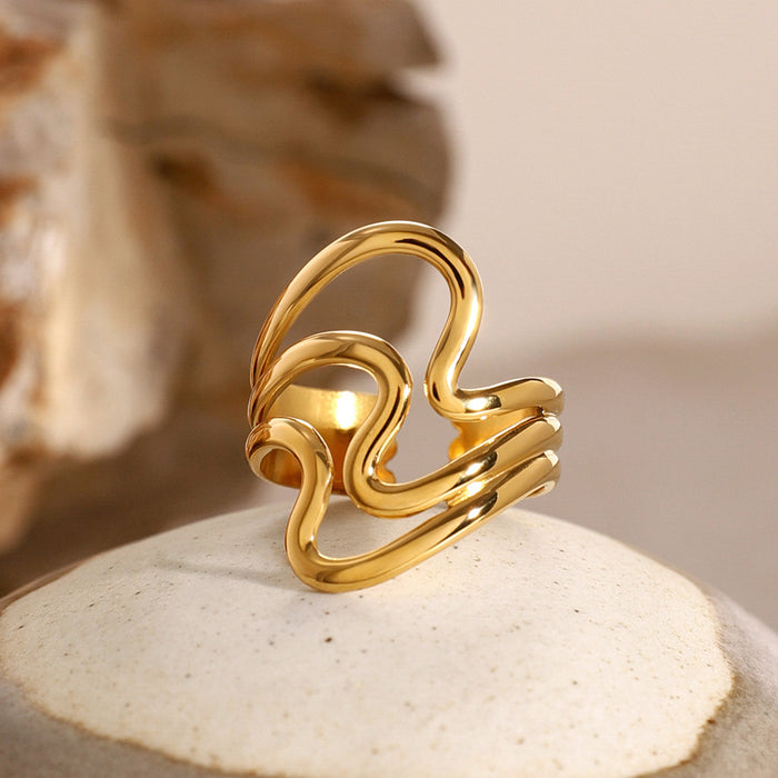 Exquisite 18K Gold Plated Stainless Steel Ring with Braided Detail