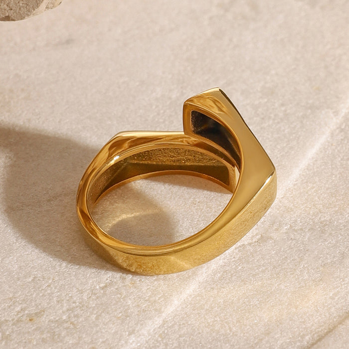 Minimalist 18K Gold Plated Stainless Steel Ring with Textured Finish