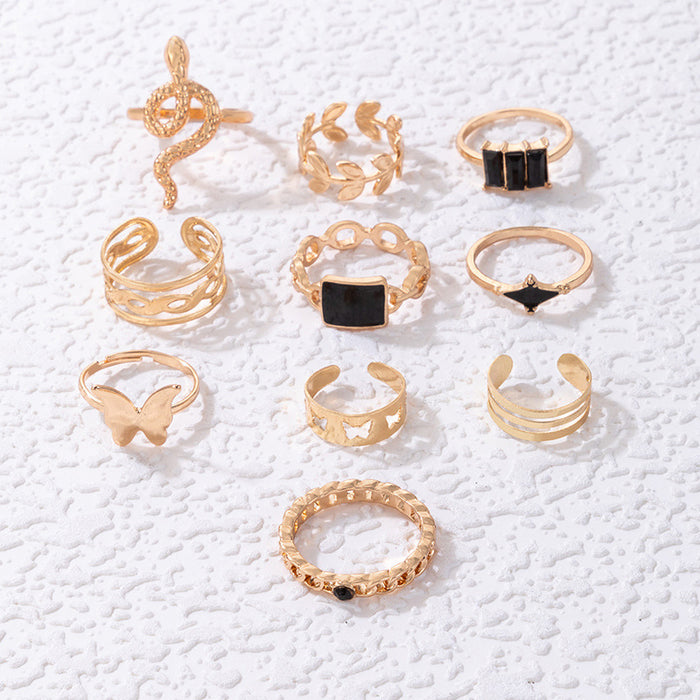 Smooth plain ring seven-piece set