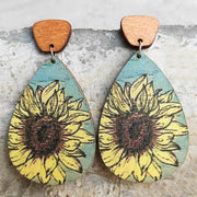 Wooden sunflower earrings - wallojewerly 
