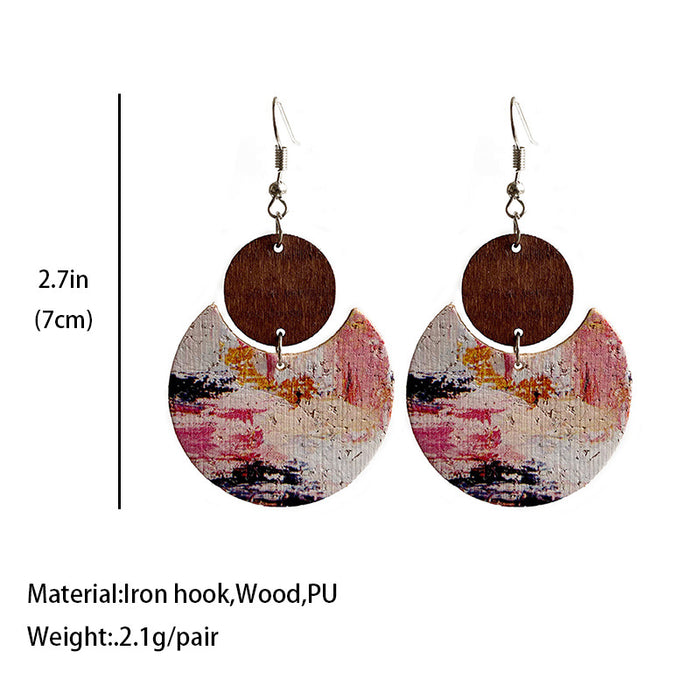 Wooden oil painting earrings