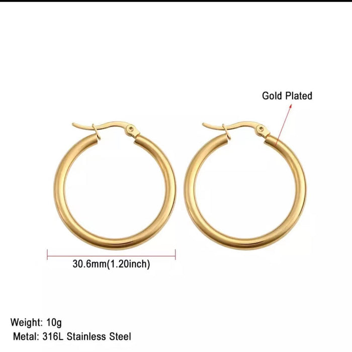 Electroplated 18K stainless steel U-shaped earrings with simple and exaggerated design