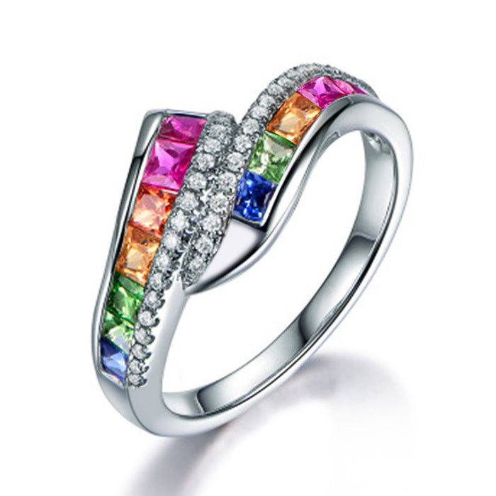 Colored zircon ring for women anniversary jewelry gift ring