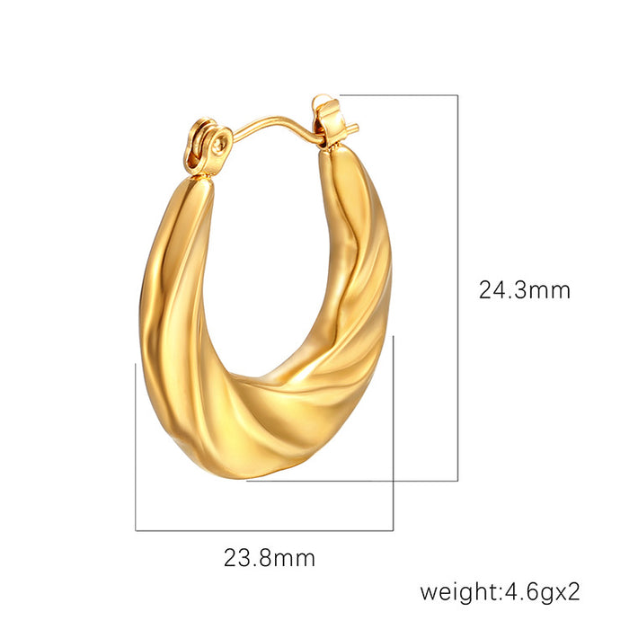 Twisted irregular stainless steel earrings, trendy light luxury style women's earrings