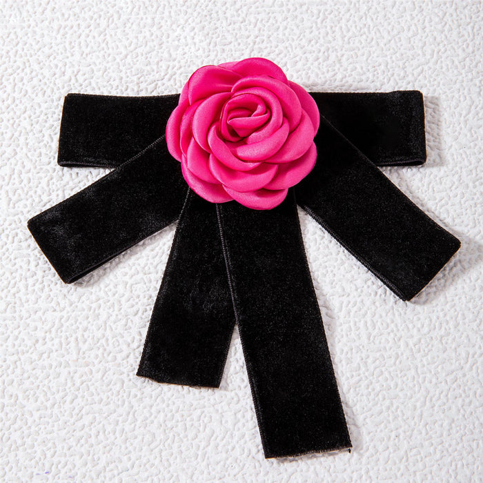 Rose flower pin vintage velvet bow tie brooch jewelry