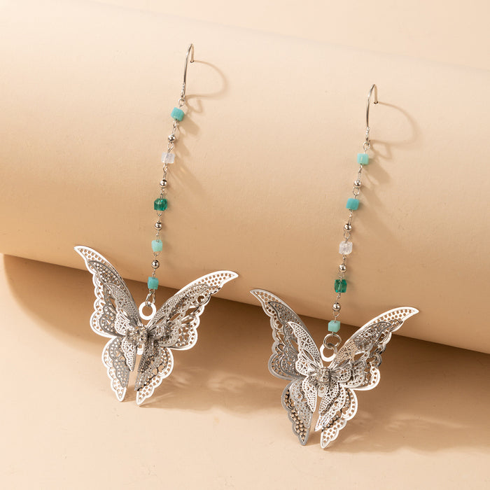 Hollow double layer butterfly creative earrings