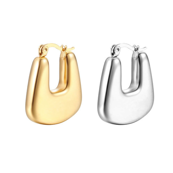 Style Stainless Steel Hollow Earrings Trend 18K Gold Plated Titanium Steel Women's Earrings