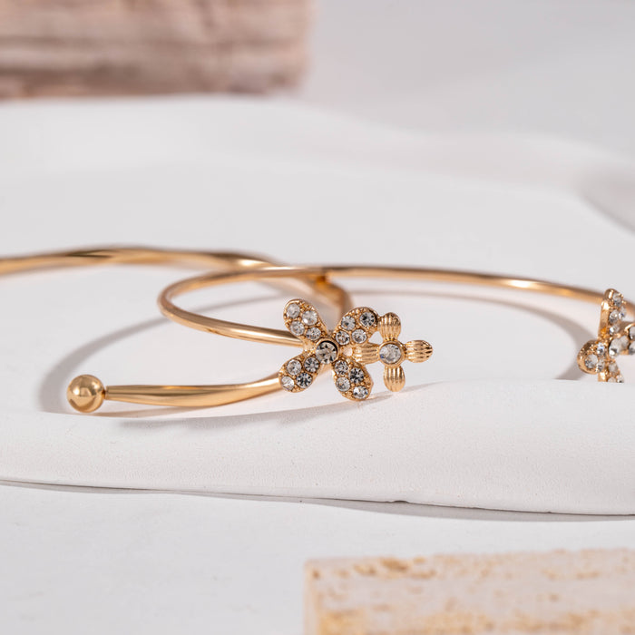 Minimalist Gold Butterfly Cuff Bracelet Set - Stylish New Jewelry