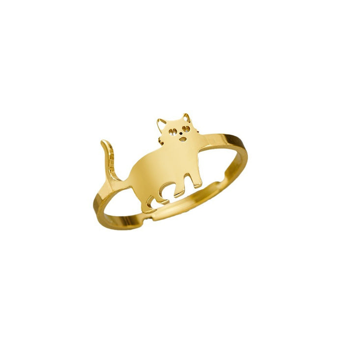 Cartoon funny cat ring, niche childlike open ring wholesale