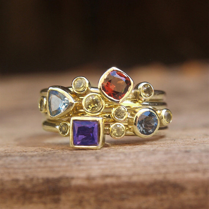 Geometric ring European and American multi-color ring   personalized female ring