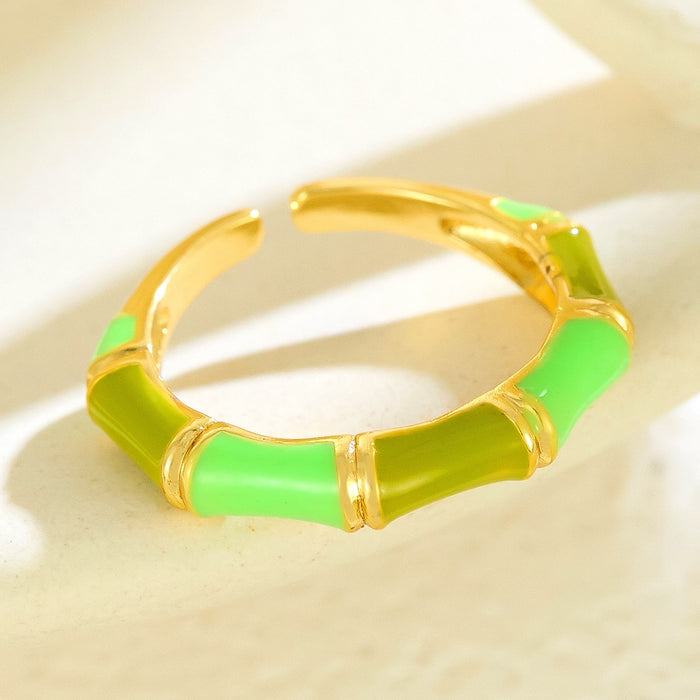 Wholesale copper enamel rainbow dopamine bamboo rings