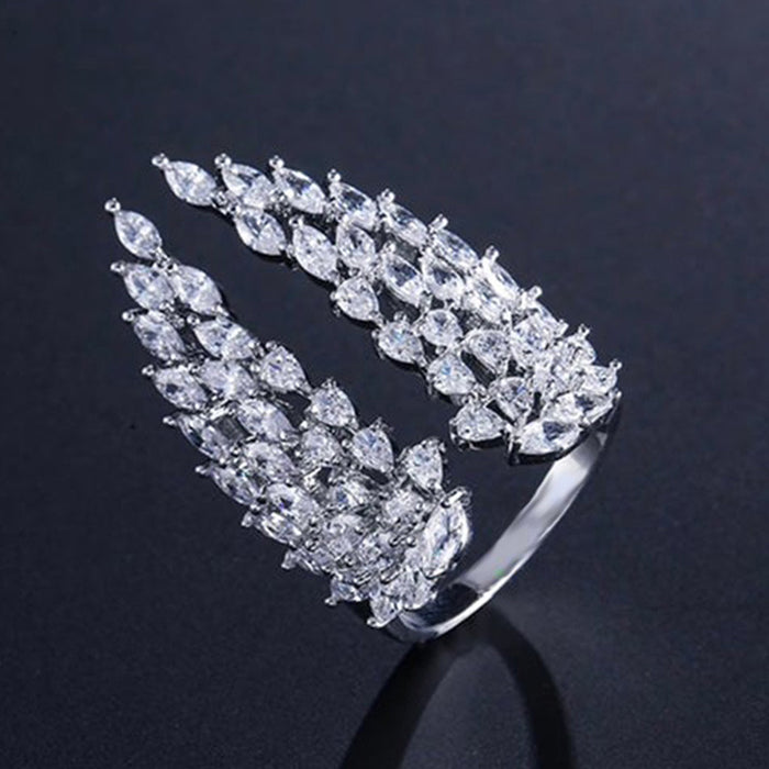 Zirconia Wing Open Adjustable Ring