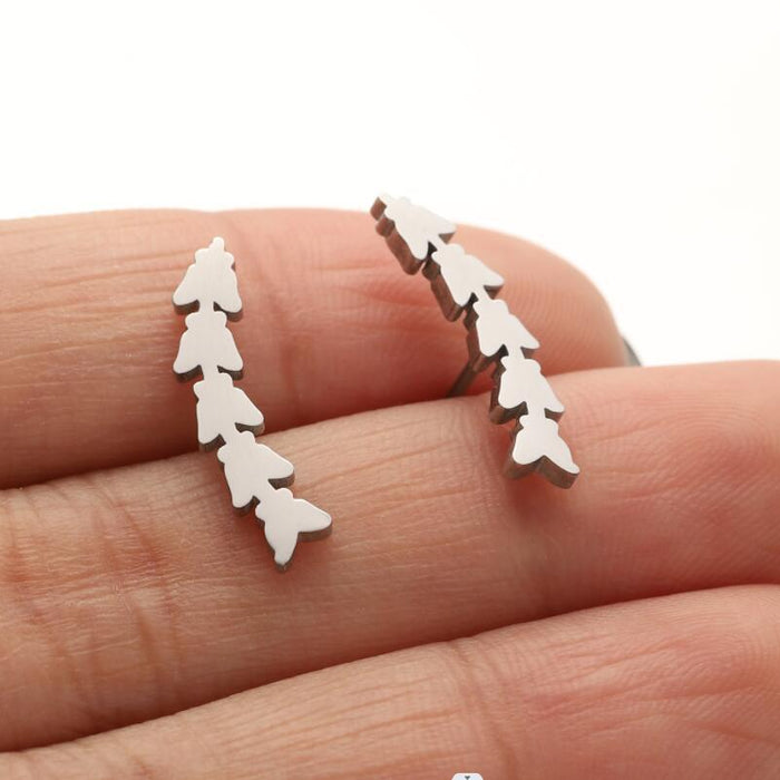 Butterfly Stainless Steel Stud Earrings - Long French-Style Insect Jewelry