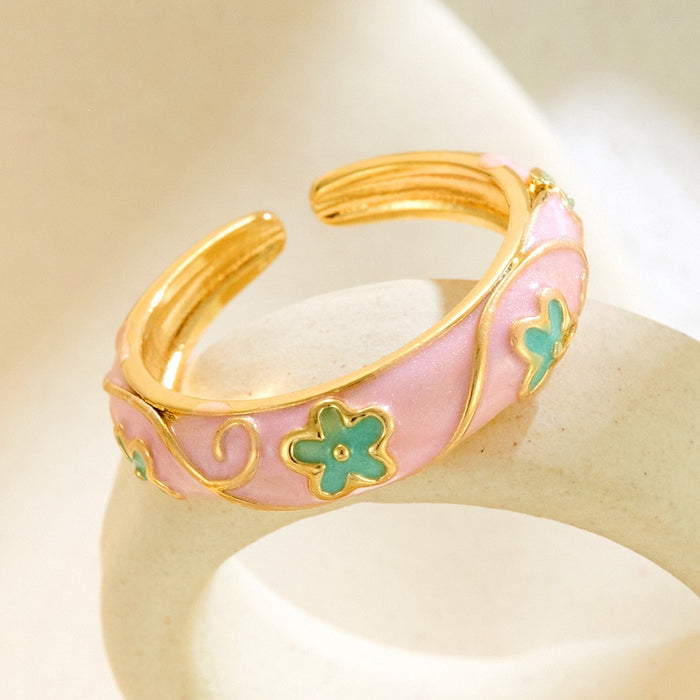 Wholesale copper colored flower drip rings