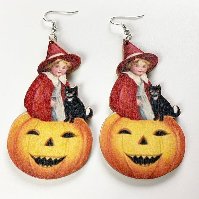 Halloween ghost wooden earrings