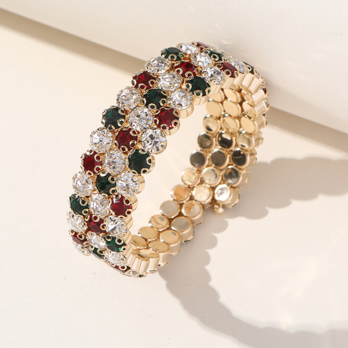 Colorful Multi-Layer Rhinestone Bracelet - Elastic Cuff with a Bohemian Style