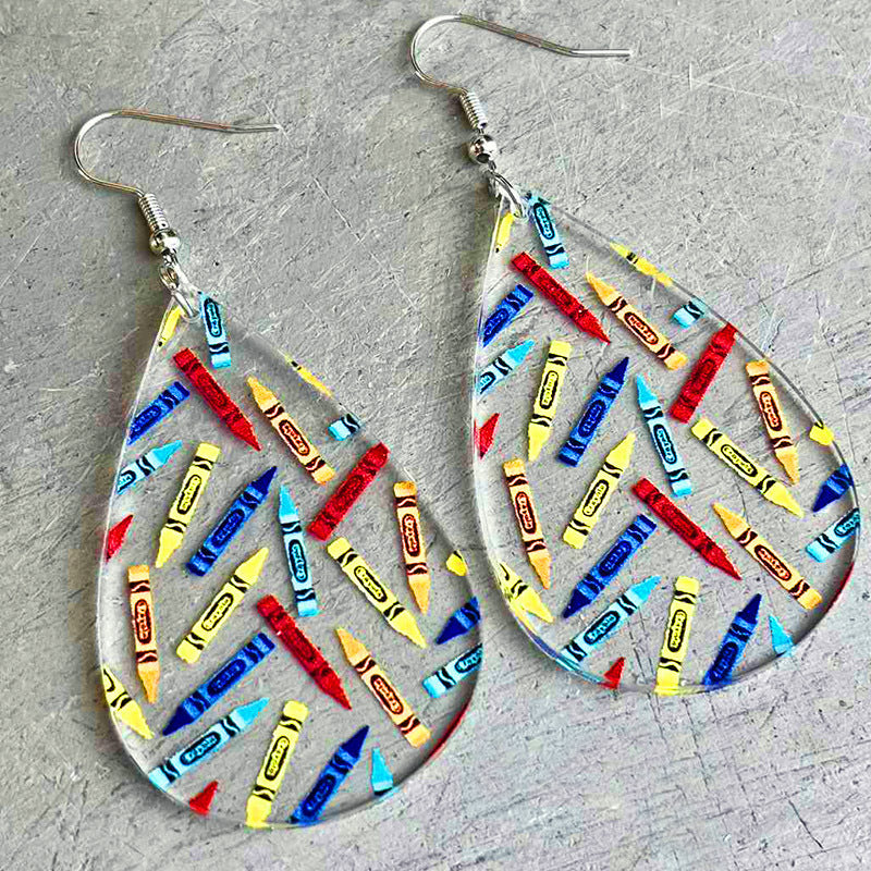 Pencil Transparent Color Acrylic Earrings - wallojewerly 