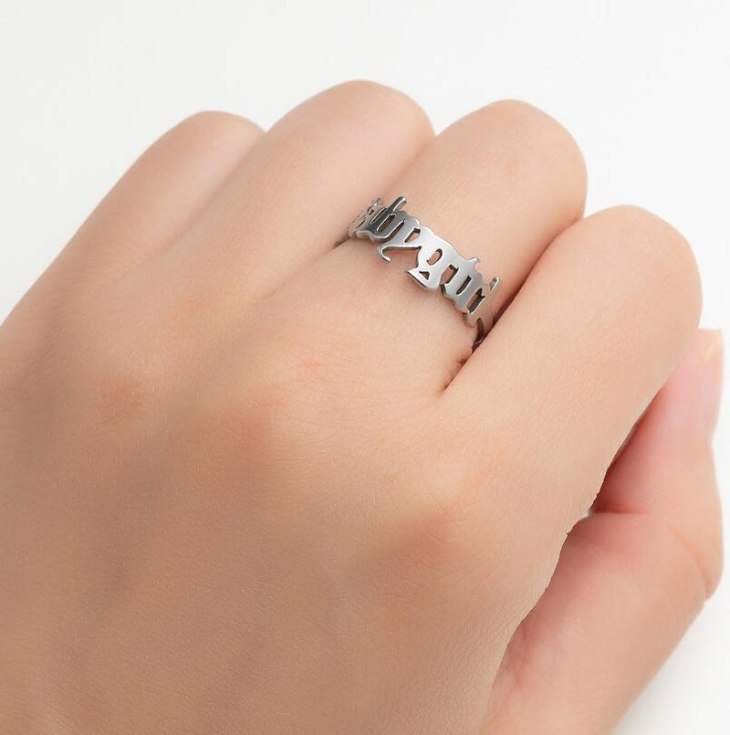 European and American retro stainless steel letter ring, Babygirl ring wholesale