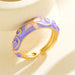 Wholesale colored enamel dripping round irregular flower bud opening rings - wallojewerly 
