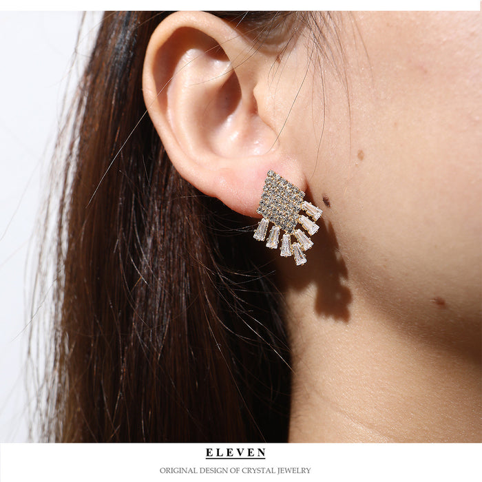 Square Rhinestone Earrings - Trendy Korean-Style Jewelry for Women