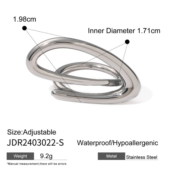 Stainless steel steel color exaggerated open ring