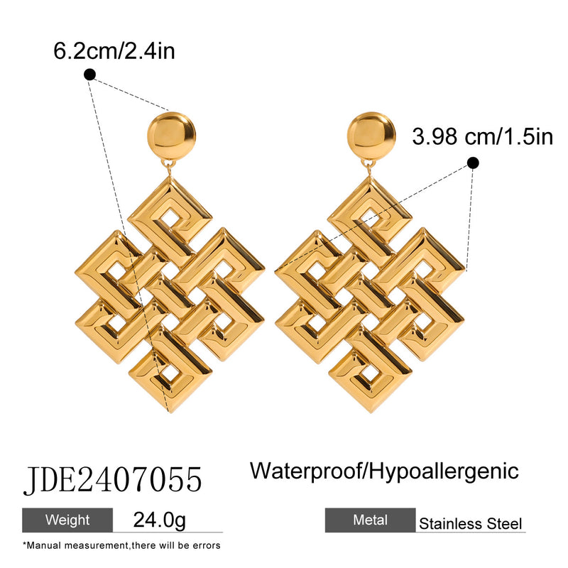 Celtic knot hollow necklace, European and American niche design earrings - wallojewerly 