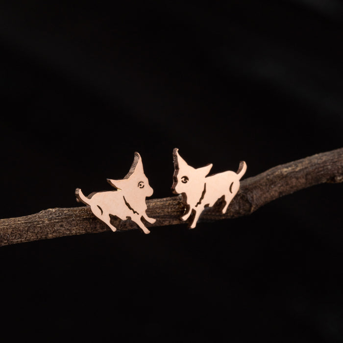 Dog Zodiac Stainless Steel Stud Earrings - Adorable and Playful Animal Jewelry