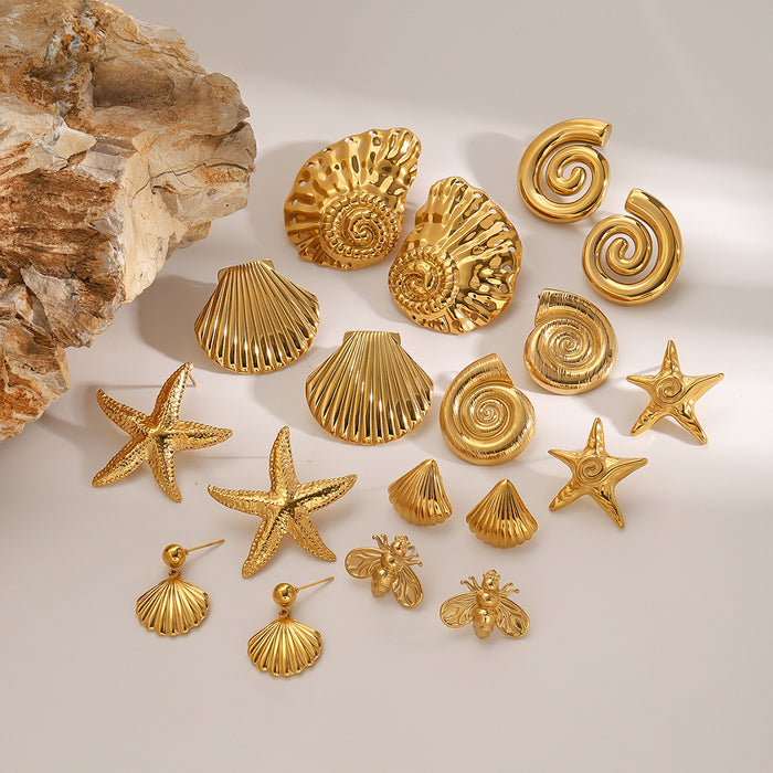 Stainless steel starfish gold earrings high-end earrings