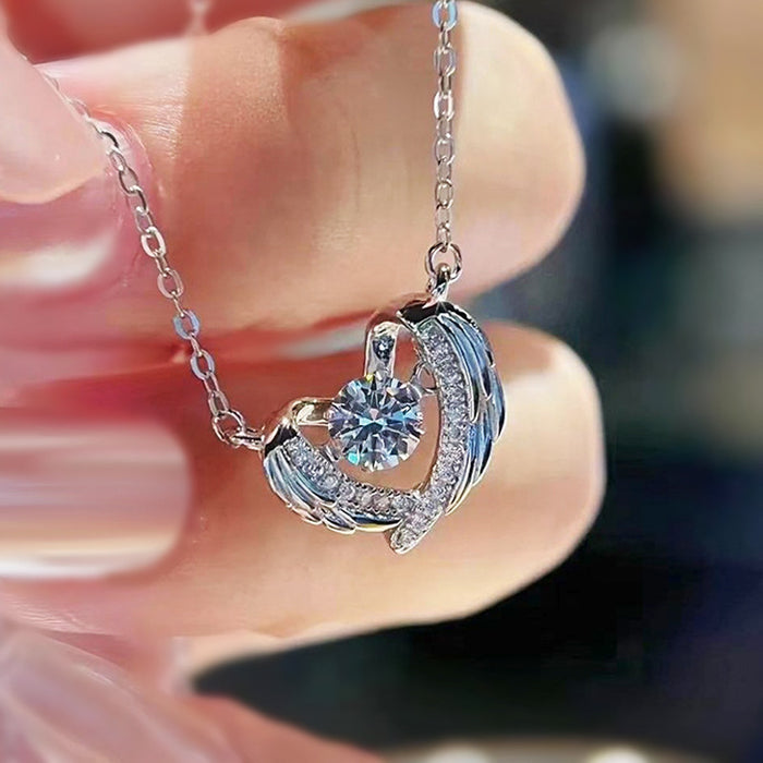 Feather Heart Hollow Necklace