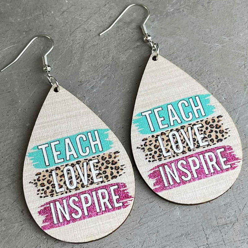 Wooden School Apple Earrings