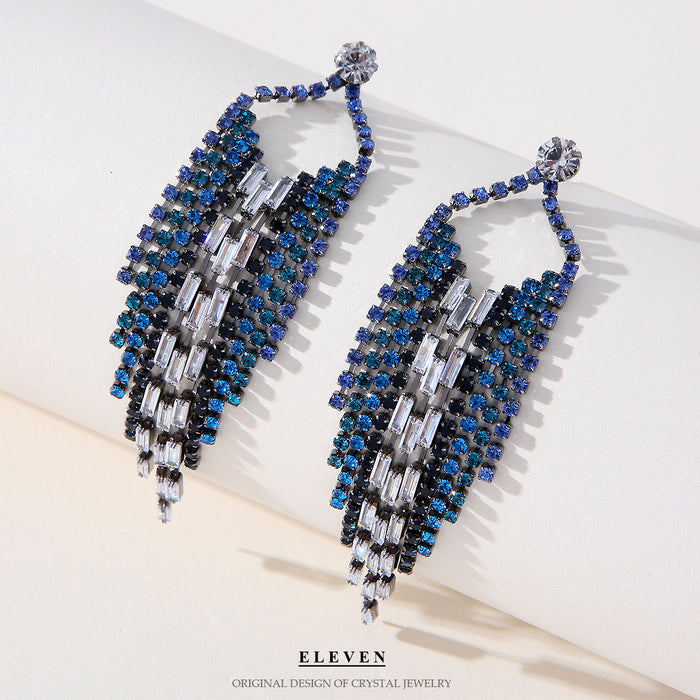 Luxury Rhinestone Tassel Earrings - Elegant Dangles for Evening Gowns