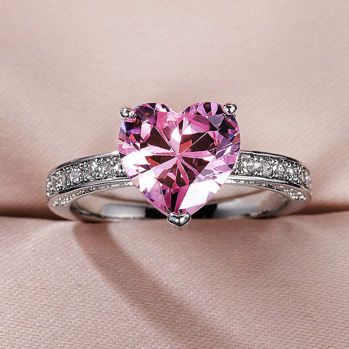 AAA Heart Shape Pink Diamond Engagement Ring