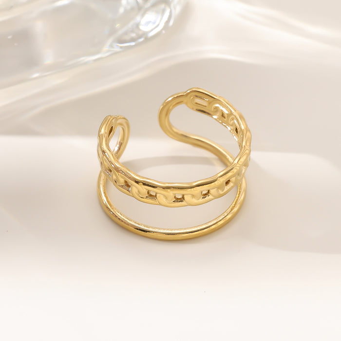 Wholesale 18K gold stainless steel irregular opening rings with furnace vacuum insulation