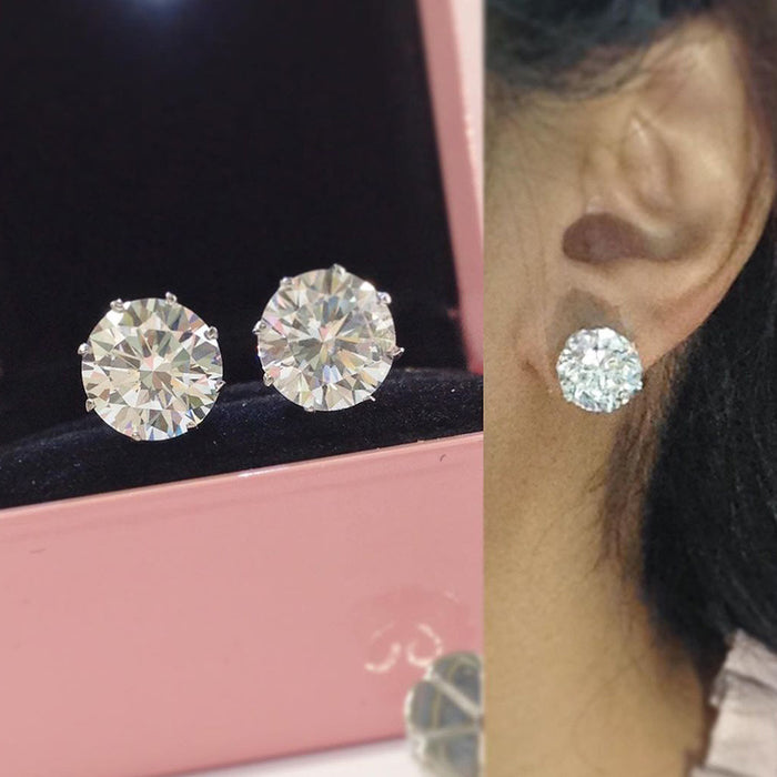 Micro-inlaid AAA zircon earrings love heart-shaped earrings