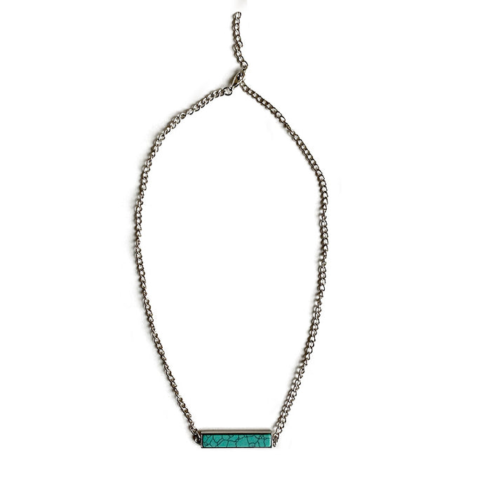 Minimalist Western Cowboy Necklace with Geometric Turquoise Pendant