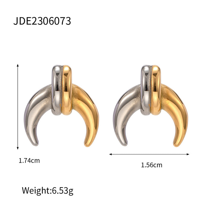 Stainless steel C-shaped earrings contrast color matching earrings titanium steel earrings