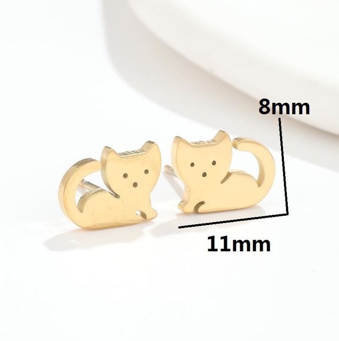 Cat earrings, simple and cute small animal earrings Japanese and Korean style student stainless steel accessories niche wholesale