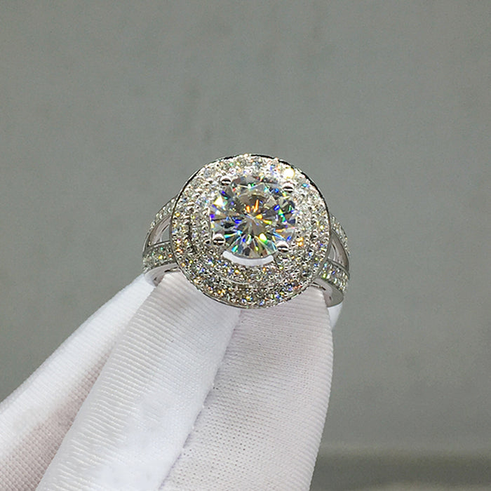 Anillo de mujer europeo y americano con circonitas superbrillantes y completo, accesorios de boda retro