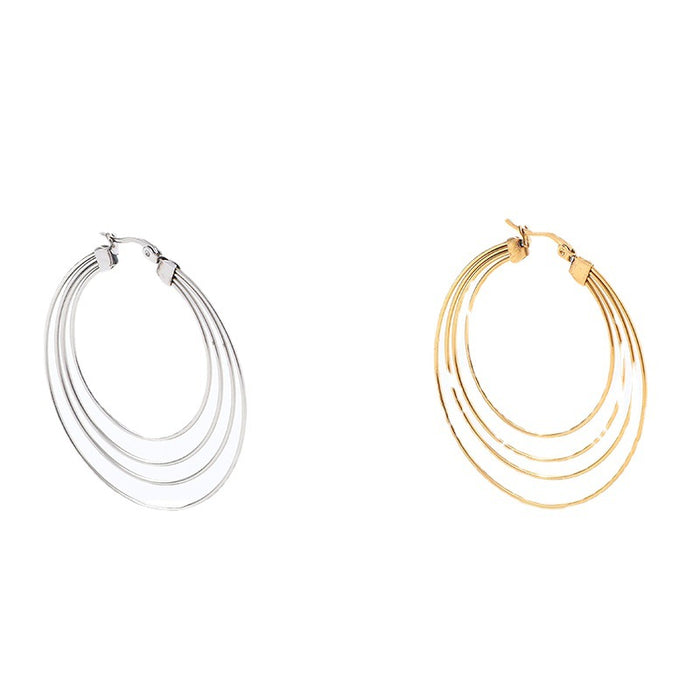 French mosquito coil earrings, geometric circle stainless steel gold earrings