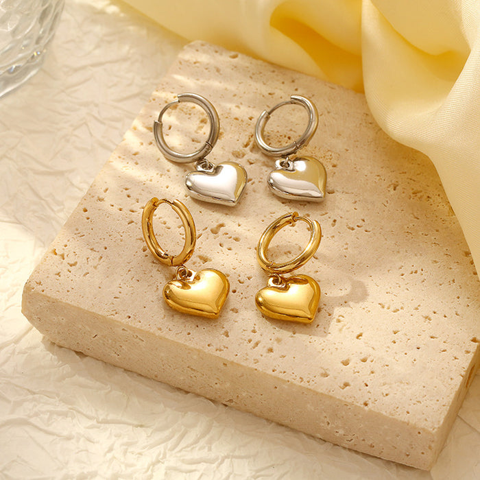 Pendientes vintage de acero inoxidable con incrustaciones de joyas redondas para mujer, pendientes ligeros de lujo