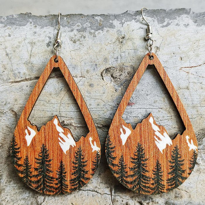 Wooden mountain earrings