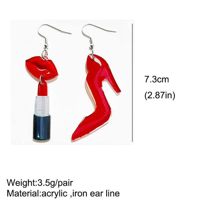 Red Valentine Lips Acrylic Earrings - wallojewerly 