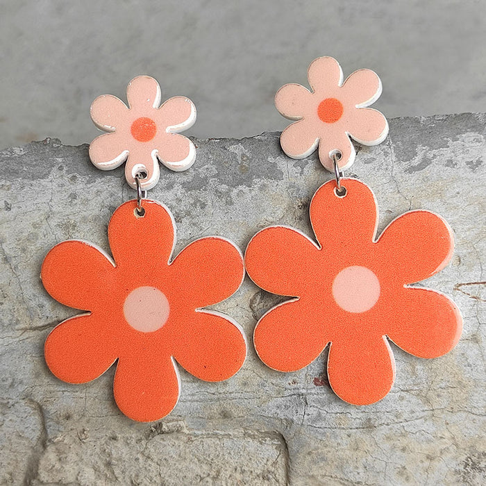 Multi-colored flower acrylic earrings