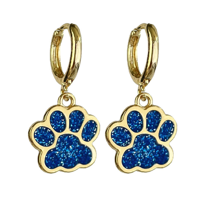 Sporty Colorful Hoop Earrings with Football and Bear Paw Designs