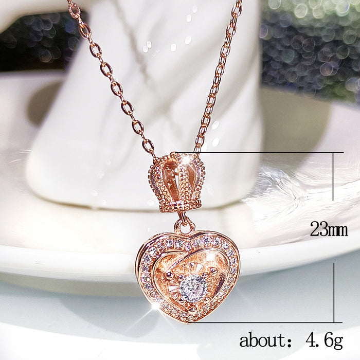 Simple heart-shaped diamond women's clavicle pendant