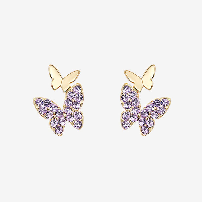 Lindos y pequeños pendientes de mariposa, pendientes sencillos y elegantes.