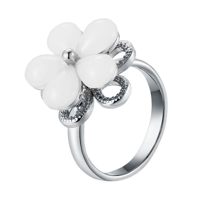 Wholesale cat's eye five-petal flower rotating ring