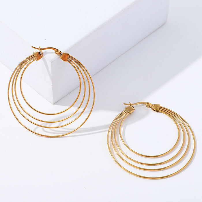 French mosquito coil earrings, geometric circle stainless steel gold earrings