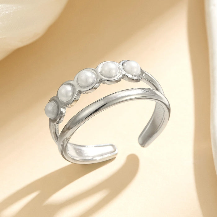 Wholesale titanium steel pearl open rings