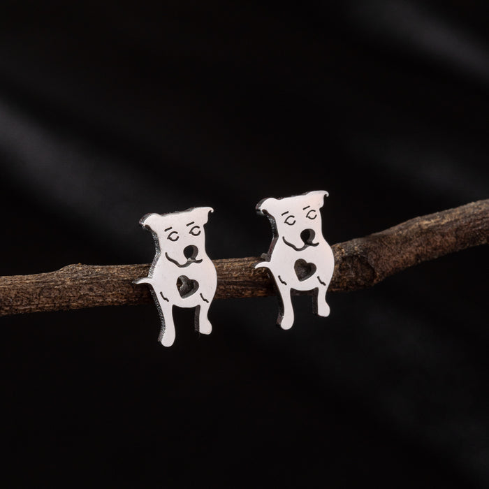 Dog Zodiac Stainless Steel Stud Earrings - Adorable and Playful Animal Jewelry